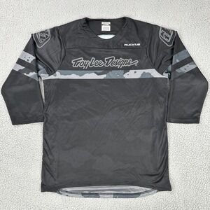 Troy Lee Designs Mountain Bike Jersey Men Large Black Grey Camo 3/4 Sleeve Shirt